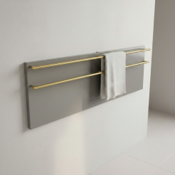 Полотенцесушитель электрический, акриловый, серый LAGUSTO ECO Design 1200х370, 2 поручня цвет матовое золото (PR001MBSG.1)