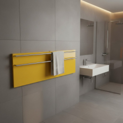 Полотенцесушитель электрический, акриловый, жёлтый LAGUSTO ECO Design 1200х370, 2 поручня цвет никель (PR002MBSN.1)