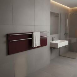 Полотенцесушитель электрический, акриловый, красный LAGUSTO ECO Design 1200х370, 2 поручня цвет никель (PR002MBSN.1)