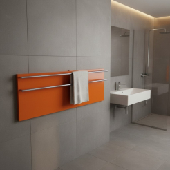 Полотенцесушитель электрический, акриловый, оранжевый LAGUSTO ECO Design 1200х370, 2 поручня цвет никель (PR002MBSN.1)