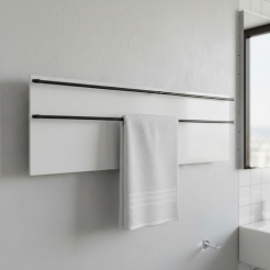 Полотенцесушитель электрический, акриловый, белый LAGUSTO ECO Design 1200х370, 2 поручня цвет черный (PR003BL.1)