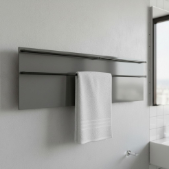 Полотенцесушитель электрический, акриловый, серый LAGUSTO ECO Design 1200х370, 2 поручня цвет черный (PR003BL.1)