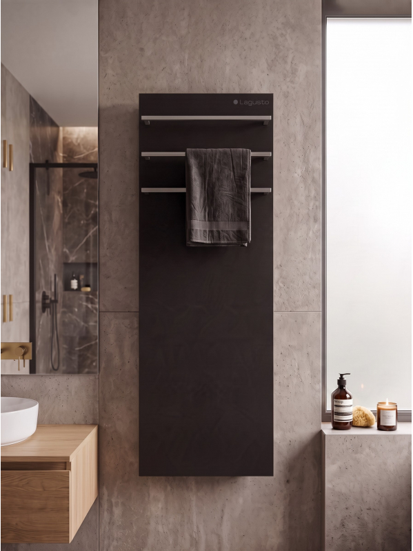 Полотенцесушитель электрический 370x1200мм, черный, 3 поручня Handmade