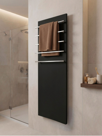 Полотенцесушитель электрический 370x1200мм, черный, 5 поручней Handmade