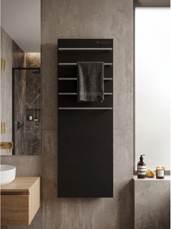 Полотенцесушитель электрический 370x1200мм, черный, 5 поручней Handmade