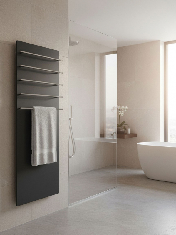 Полотенцесушитель электрический 370x1200мм, черный, 5 поручней Handmade