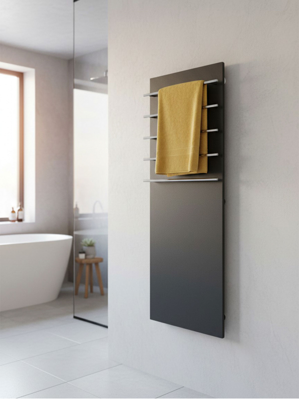 Полотенцесушитель электрический 370x1200мм, черный, 5 поручней Handmade