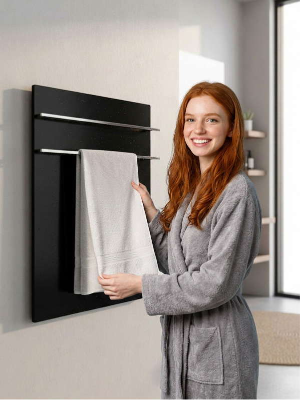 Полотенцесушитель электрический 440x680мм, черный, 2 поручня Handmade