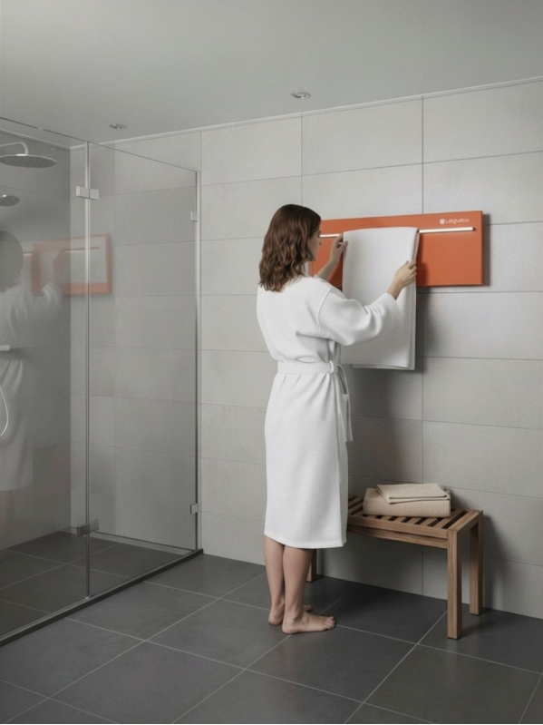 Полотенцесушитель электрический 680x280мм, оранжевый, 1 поручень Handmade