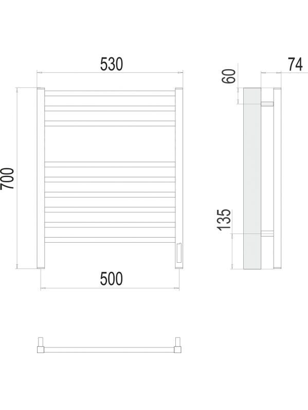 Ватикан П9 500х700 электро (sensor quick touch) Полотенцесушитель TERMINUS)