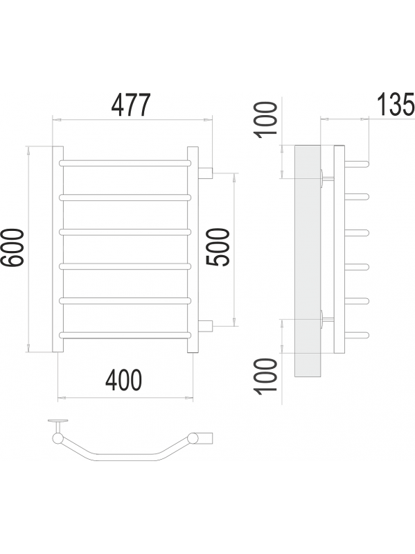 Виктория П6 400х600 бп500 Полотенцесушитель TERMINUS