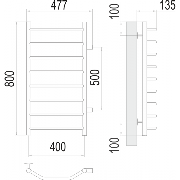 Виктория П8 400х800 бп500 Полотенцесушитель TERMINUS