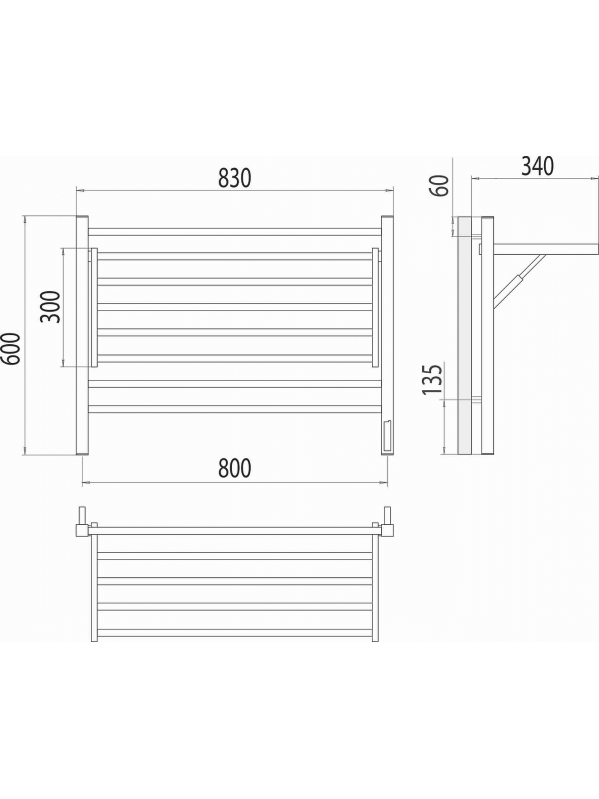 Горизонт П8 600х600 электро (sensor quick touch) Полотенцесушитель TERMINUS