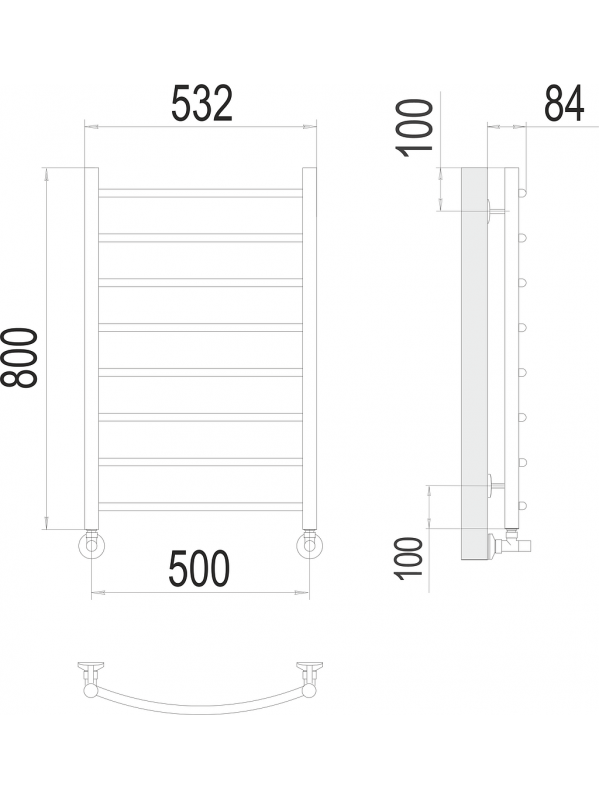 Классик П8 500х800 Полотенцесушитель TERMINUS