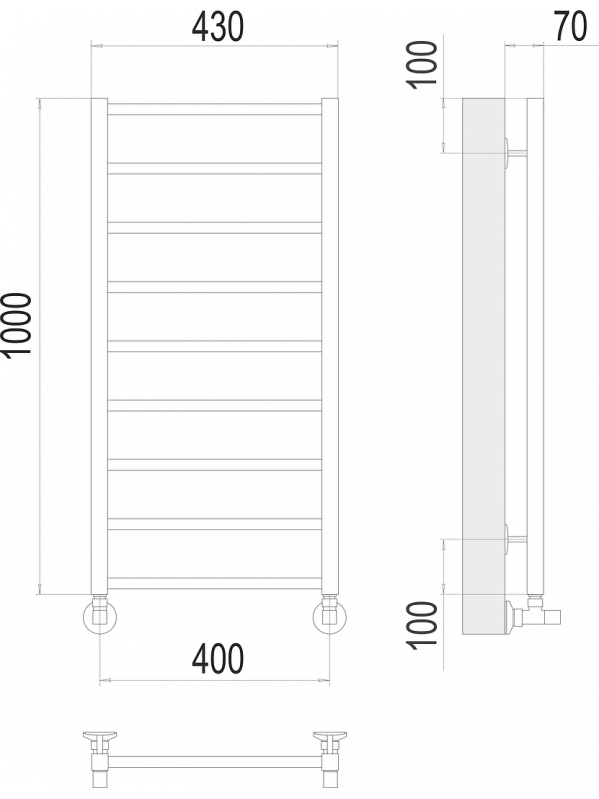 Контур П9 400х1000 Полотенцесушитель TERMINUS