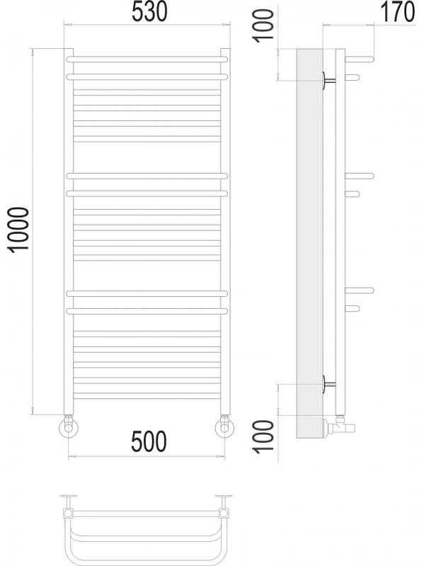 Орион П18 500х1000 Полотенцесушитель TERMINUS