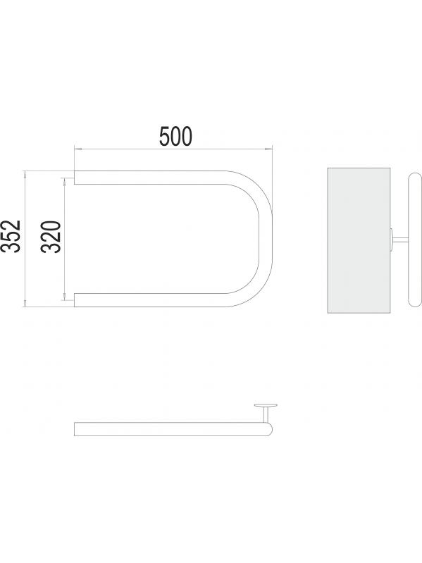 П-обр AISI 32х2 320х500 Полотенцесушитель TERMINUS