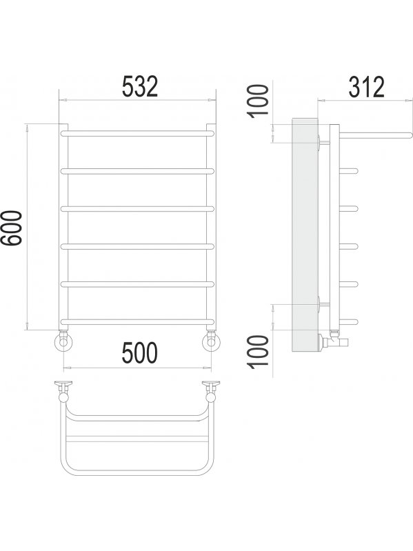 Полка П6 500х600 Полотенцесушитель TERMINUS