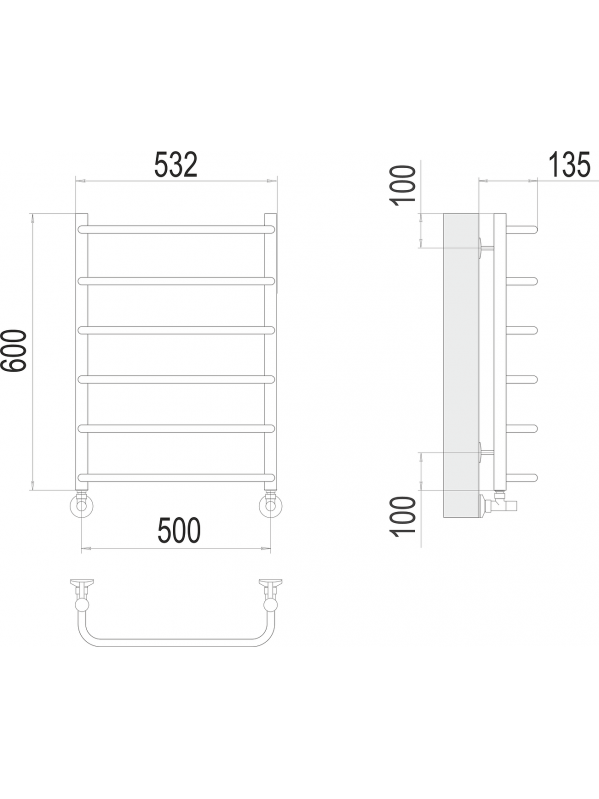 Стандарт П6 500х600 Полотенцесушитель TERMINUS
