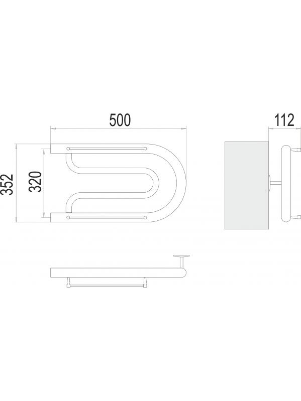 Фокстрот AISI 32х2 320х500 Полотенцесушитель TERMINUS